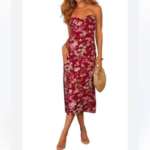 Vici women’s size XS red floral maxi sexy dress